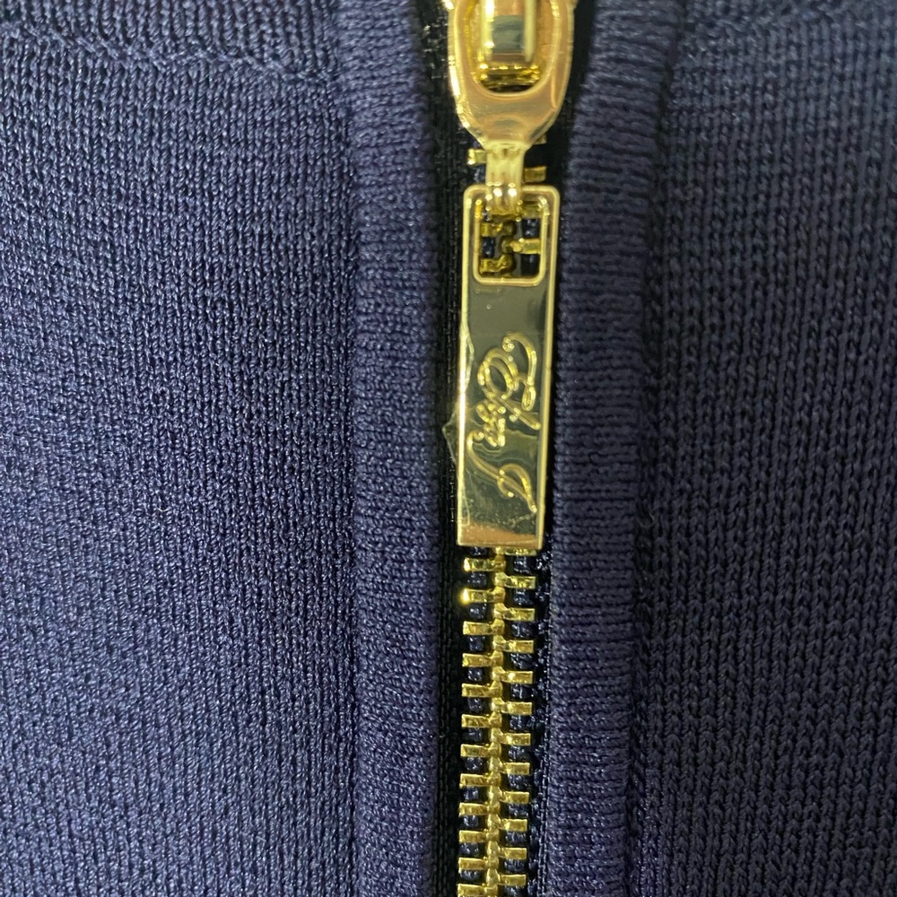 ELIZA J KNIT FIT & FLARE DRESS, SIZE L Navy Dark Blue Gold Zipper - Picture 6 of 15